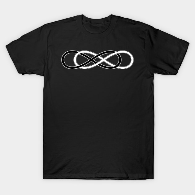 Spirit Symbol INFINITY DOUBLE LEMNISCATE BLACK WHITE T-Shirt by EDDArt